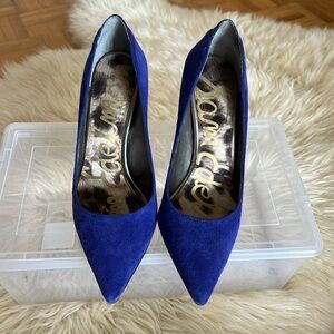 Sam Edelman blue heels with silver stiletto heel